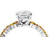 White gold Oval Cut Diamond Ring with Marquise and Round with Citrine side stone Side Stones and Four-Prong Setting_28