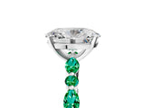 White gold Oval Cut Diamond Ring with Marquise and Round with Emerald side stone Side Stones and Four-Prong Setting_53