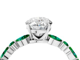 White gold Oval Cut Diamond Ring with Marquise and Round with Emerald side stone Side Stones and Four-Prong Setting_64