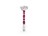White gold Oval Cut Diamond Ring with Marquise and Round with Garnet side stone Side Stones and Four-Prong Setting_14