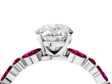 White gold Oval Cut Diamond Ring with Marquise and Round with Garnet side stone Side Stones and Four-Prong Setting_16
