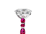 White gold Oval Cut Diamond Ring with Marquise and Round with Garnet side stone Side Stones and Four-Prong Setting_17