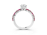 White gold Oval Cut Diamond Ring with Marquise and Round with Garnet side stone Side Stones and Four-Prong Setting_27