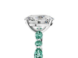 White gold Oval Cut Diamond Ring with Marquise and Round with Green Sapphire side stone Side Stones and Four-Prong Setting_5