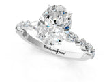 White gold Oval Cut Diamond Ring with Marquise and Round with Moissanite side stone Side Stones and Four-Prong Setting_49