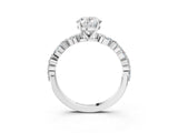 White gold Oval Cut Diamond Ring with Marquise and Round with Moissanite side stone Side Stones and Four-Prong Setting_63