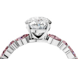 White gold Oval Cut Diamond Ring with Marquise and Round with Morganite side stone Side Stones and Four-Prong Setting_16