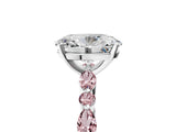 White gold Oval Cut Diamond Ring with Marquise and Round with Morganite side stone Side Stones and Four-Prong Setting_17