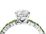 White gold Oval Cut Diamond Ring with Marquise and Round with Peridot side stone Side Stones and Four-Prong Setting_4