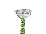 White gold Oval Cut Diamond Ring with Marquise and Round with Peridot side stone Side Stones and Four-Prong Setting_5