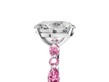 White gold Oval Cut Diamond Ring with Marquise and Round with Pink Sapphire side stone Side Stones and Four-Prong Setting_17