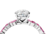 White gold Oval Cut Diamond Ring with Marquise and Round with Pink Sapphire side stone Side Stones and Four-Prong Setting_4