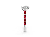 White gold Oval Cut Diamond Ring with Marquise and Round with Ruby side stone Side Stones and Four-Prong Setting_50