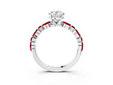 White gold Oval Cut Diamond Ring with Marquise and Round with Ruby side stone Side Stones and Four-Prong Setting_51