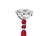 White gold Oval Cut Diamond Ring with Marquise and Round with Ruby side stone Side Stones and Four-Prong Setting_53