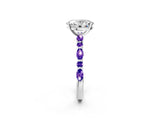 White gold Oval Cut Diamond Ring with Marquise and Round with Tanzanite side stone Side Stones and Four-Prong Setting_14
