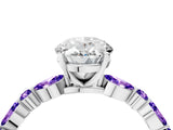 White gold Oval Cut Diamond Ring with Marquise and Round with Tanzanite side stone Side Stones and Four-Prong Setting_16