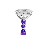 White gold Oval Cut Diamond Ring with Marquise and Round with Tanzanite side stone Side Stones and Four-Prong Setting_17