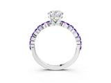 White gold Oval Cut Diamond Ring with Marquise and Round with Tanzanite side stone Side Stones and Four-Prong Setting_27