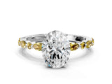 White gold Oval Cut Diamond Ring with Marquise and Round with Yellow Sapphire side stone Side Stones and Four-Prong Setting_24
