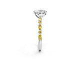 White gold Oval Cut Diamond Ring with Marquise and Round with Yellow Sapphire side stone Side Stones and Four-Prong Setting_26