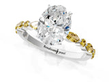 White gold Oval Cut Diamond Ring with Marquise and Round with Yellow Sapphire side stone Side Stones and Four-Prong Setting_37