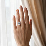 White gold Oval Cut Diamond Ring with Pavé Band and Four-Prong Setting_107