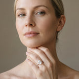 White gold Oval Cut Diamond Ring with Pavé Band and Four-Prong Setting_108