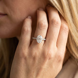 White gold Oval Cut Diamond Ring with Pavé Band and Four-Prong Setting_109