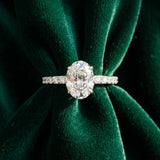 White gold Oval Cut Diamond Ring with Pavé Band and Four-Prong Setting_110