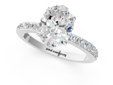 White gold Oval Cut Diamond Ring with Pavé Band and Four-Prong Setting_91
