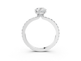 White gold Oval Cut Diamond Ring with Pavé Band and Four-Prong Setting_93