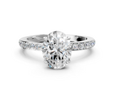 White gold Oval Cut Diamond Ring with Pavé Band and Four-Prong Setting_93