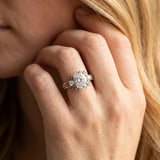 White gold Oval Cut Diamond Ring with Scrollwork Band and Prong Setting_30