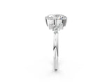 White gold Oval Cut Diamond Ring with Side Stones and Four-Prong Setting_14