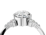 White gold Oval Cut Diamond Ring with Side Stones and Four-Prong Setting_16