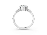 White gold Oval Cut Diamond Ring with Side Stones and Four-Prong Setting_172