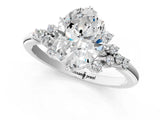 White gold Oval Cut Diamond Ring with Side Stones and Four-Prong Setting_172
