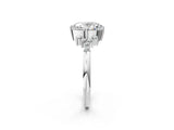 White gold Oval Cut Diamond Ring with Side Stones and Four-Prong Setting_173