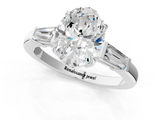White gold Oval Cut Diamond Ring with Tapered Baguette Side Stones in Four-Prong Setting_33