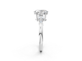 White gold Oval Cut Diamond Ring with Tapered Baguette Side Stones in Four-Prong Setting_34