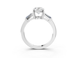 White gold Oval Cut Diamond Ring with Tapered Baguette Side Stones in Four-Prong Setting_35