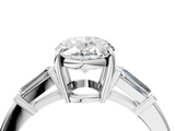 White gold Oval Cut Diamond Ring with Tapered Baguette Side Stones in Four-Prong Setting_36