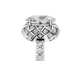 White gold Oval Cut Diamond Scalloped Halo Engagement Ring with Round Shared Prong Band_17
