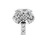 White gold Oval Cut Diamond Scalloped Halo Engagement Ring with Round Shared Prong Band_29