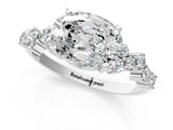White gold Oval Cut Diamond Scattered Round Accent Ring with Prong Setting_33