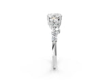 White gold Oval Cut Diamond Scattered Round Accent Ring with Prong Setting_34