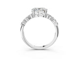 White gold Oval Cut Diamond Scattered Round Accent Ring with Prong Setting_35