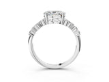 10K White Gold 2.03 Carat G VVS2 Oval Diamond Scattered Round Accent Ring with Prong Setting