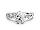 White gold Oval Cut Diamond Side Stone Engagement Ring with Four-Prong Setting_24